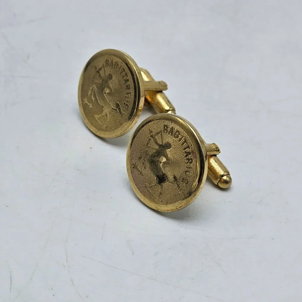 Vintage Dante Gold Tone Capricorn Zodiac Horoscope Cufflinks